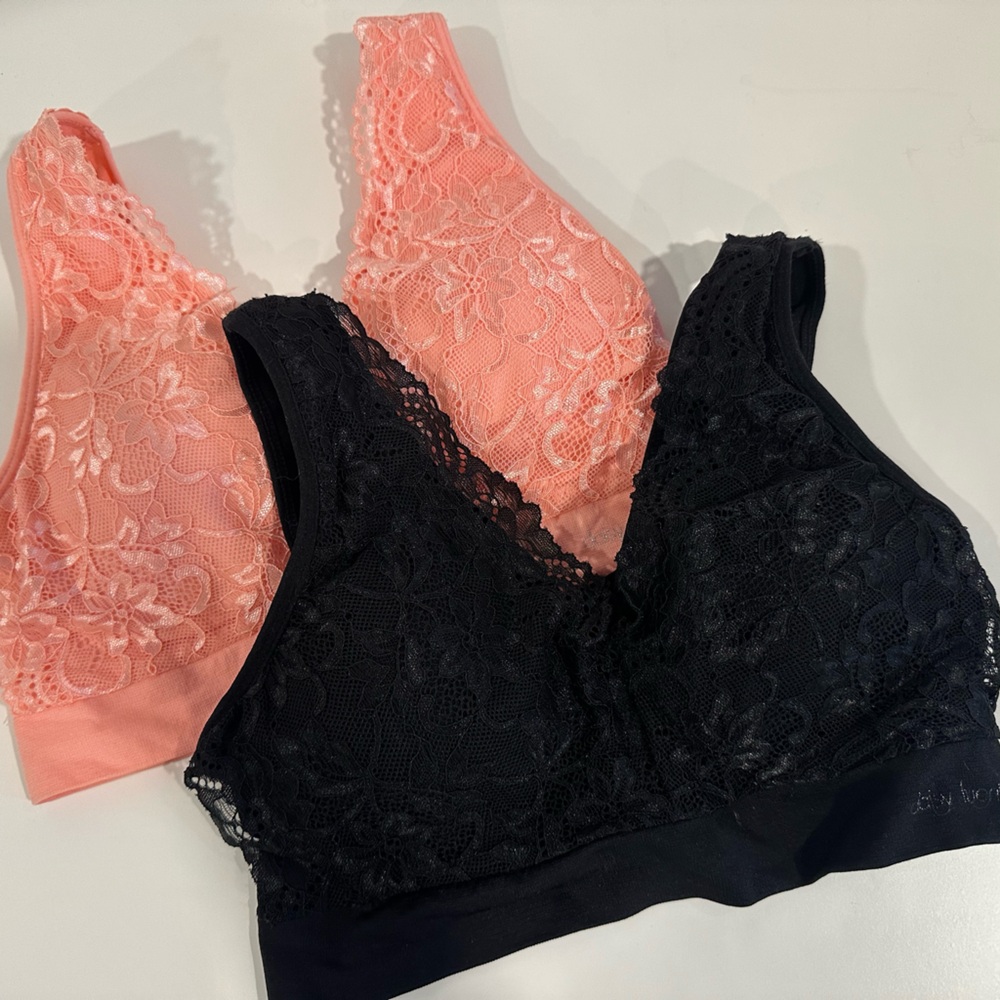 BUNDLE: Lace Bralette in Coral Pink and Black